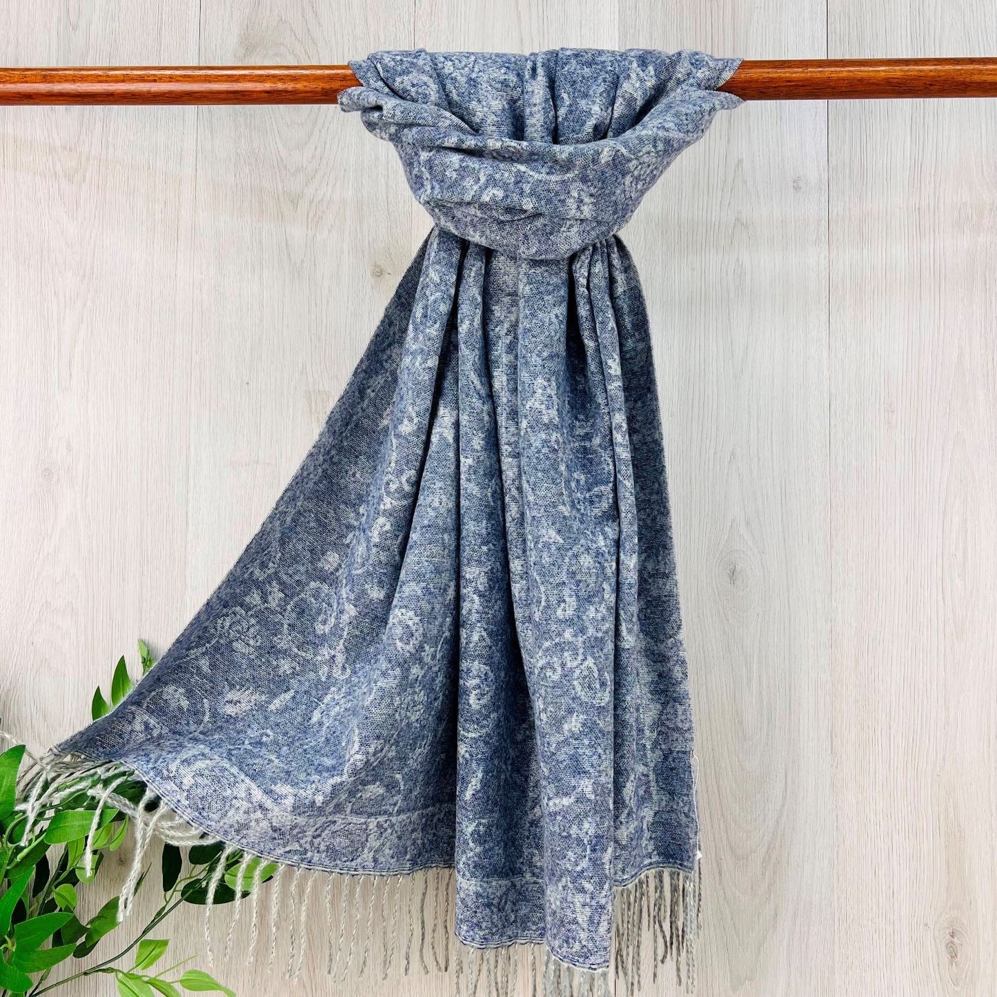 Ladies Navy Floral Patterned Scarf
