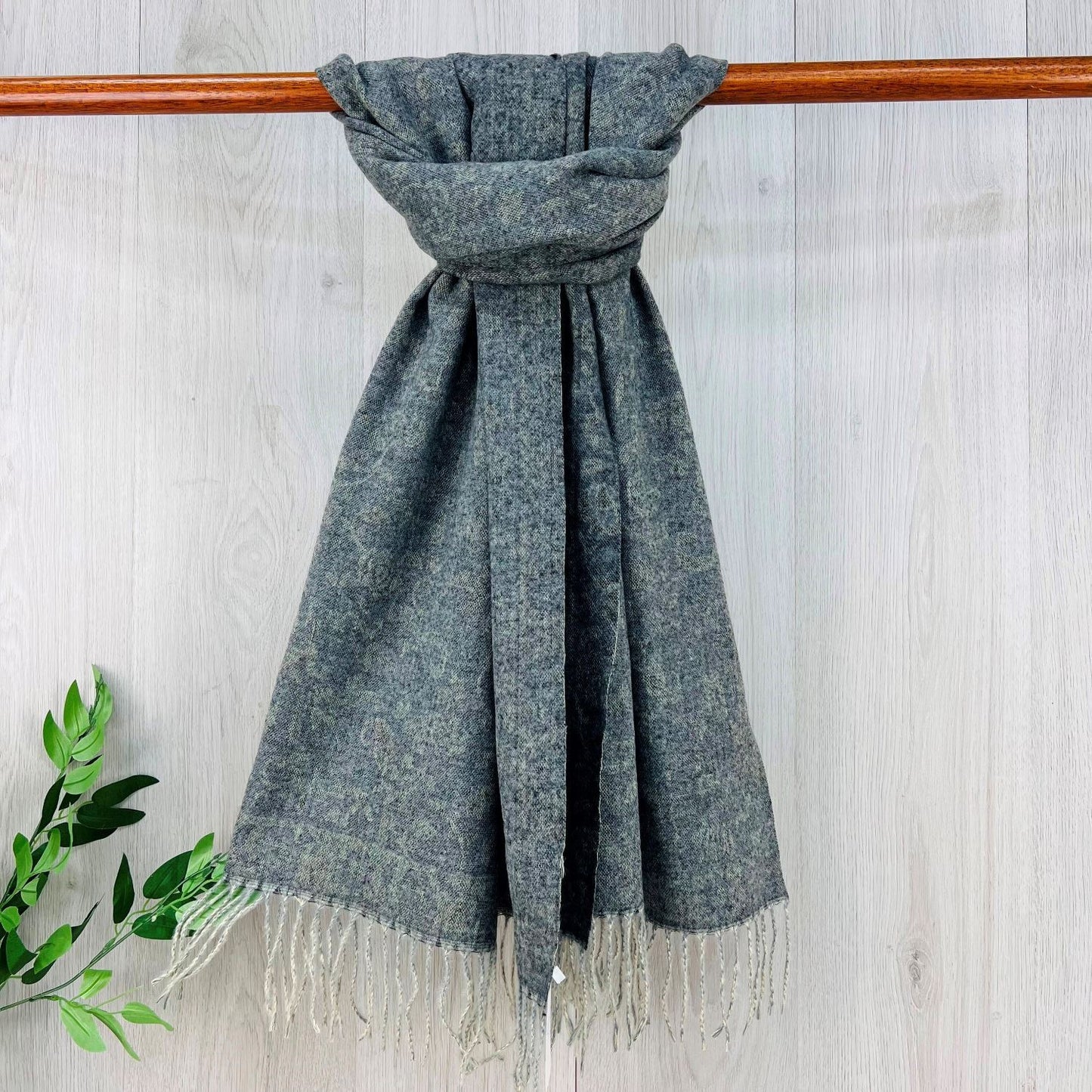 Ladies Grey Floral Patterned Scarf