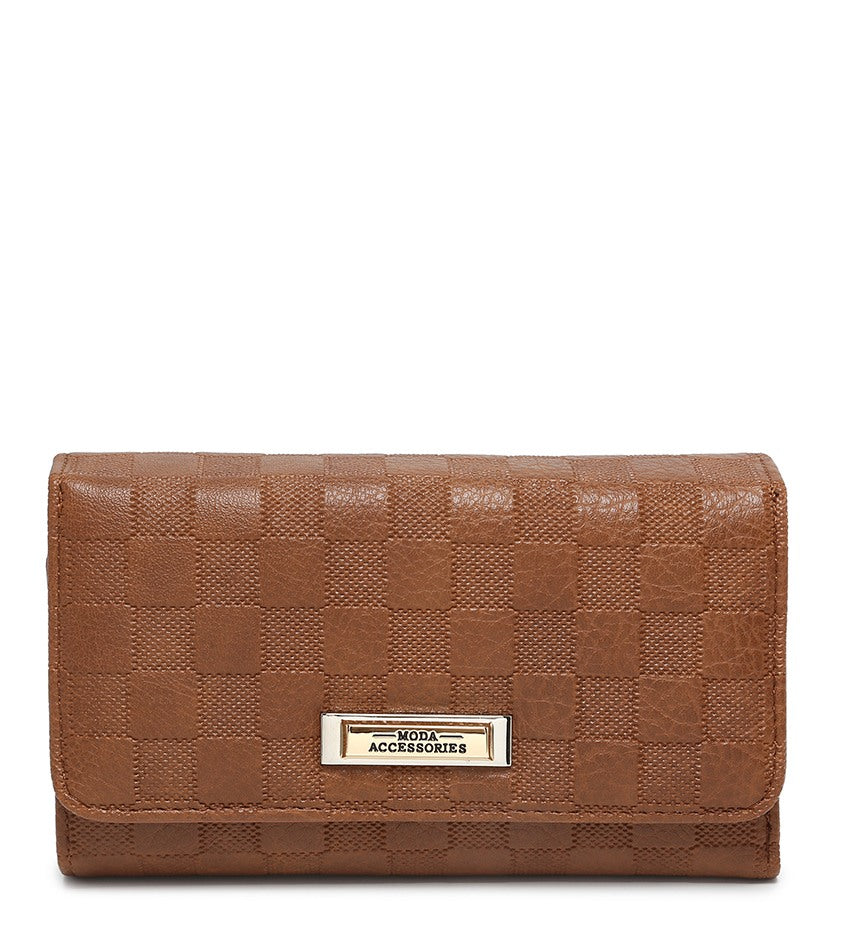 Brown Checkerboard Pattern Purse