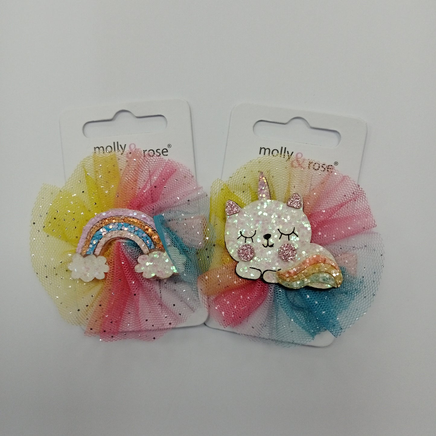 Cat And Rainbow Glitter Motif Clip