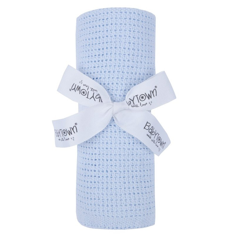 BABY GIFT SOFT HANDLE BLUE CELLULAR SHAWL/BLANKET