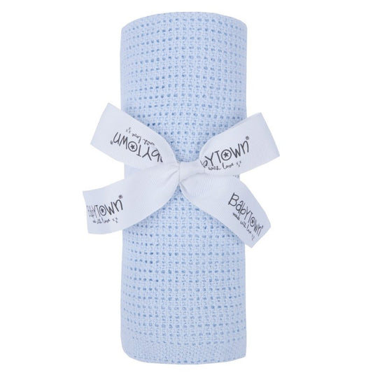 BABY GIFT SOFT HANDLE BLUE CELLULAR SHAWL/BLANKET