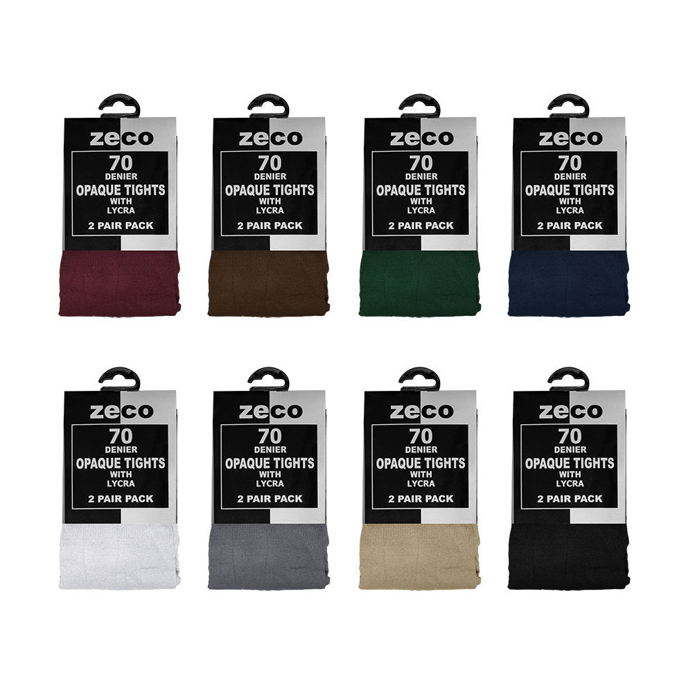 Junior Kids 70 Denier Twin Pack Tights - Various Colours