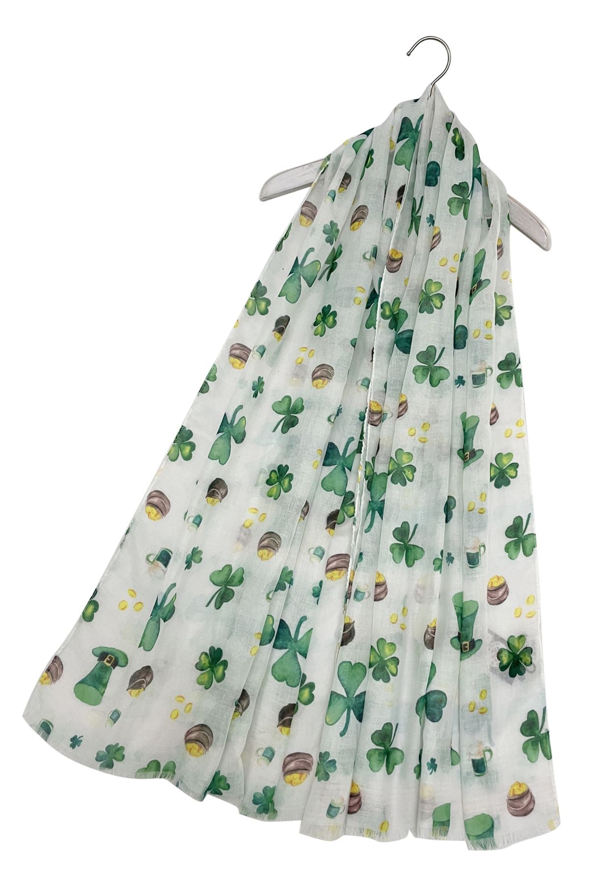 Pot of gold lucky shamrock print scarf 5016