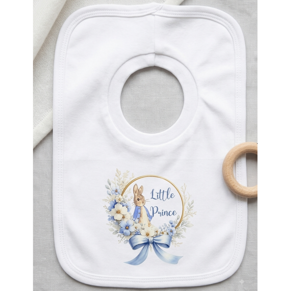 Little Prince Blue Rabbit Over Head Bib