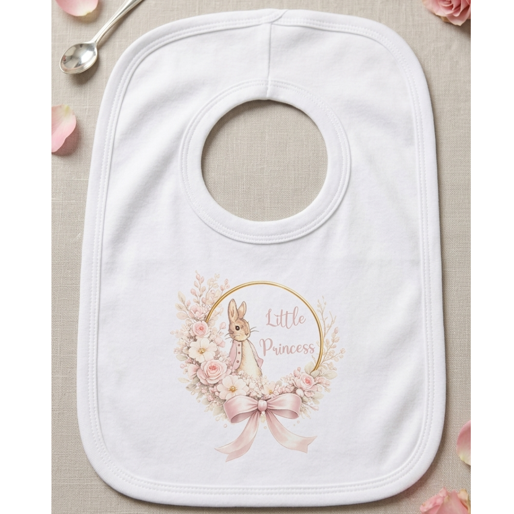 Little Princess Pink Rabbit Over Head Bib
