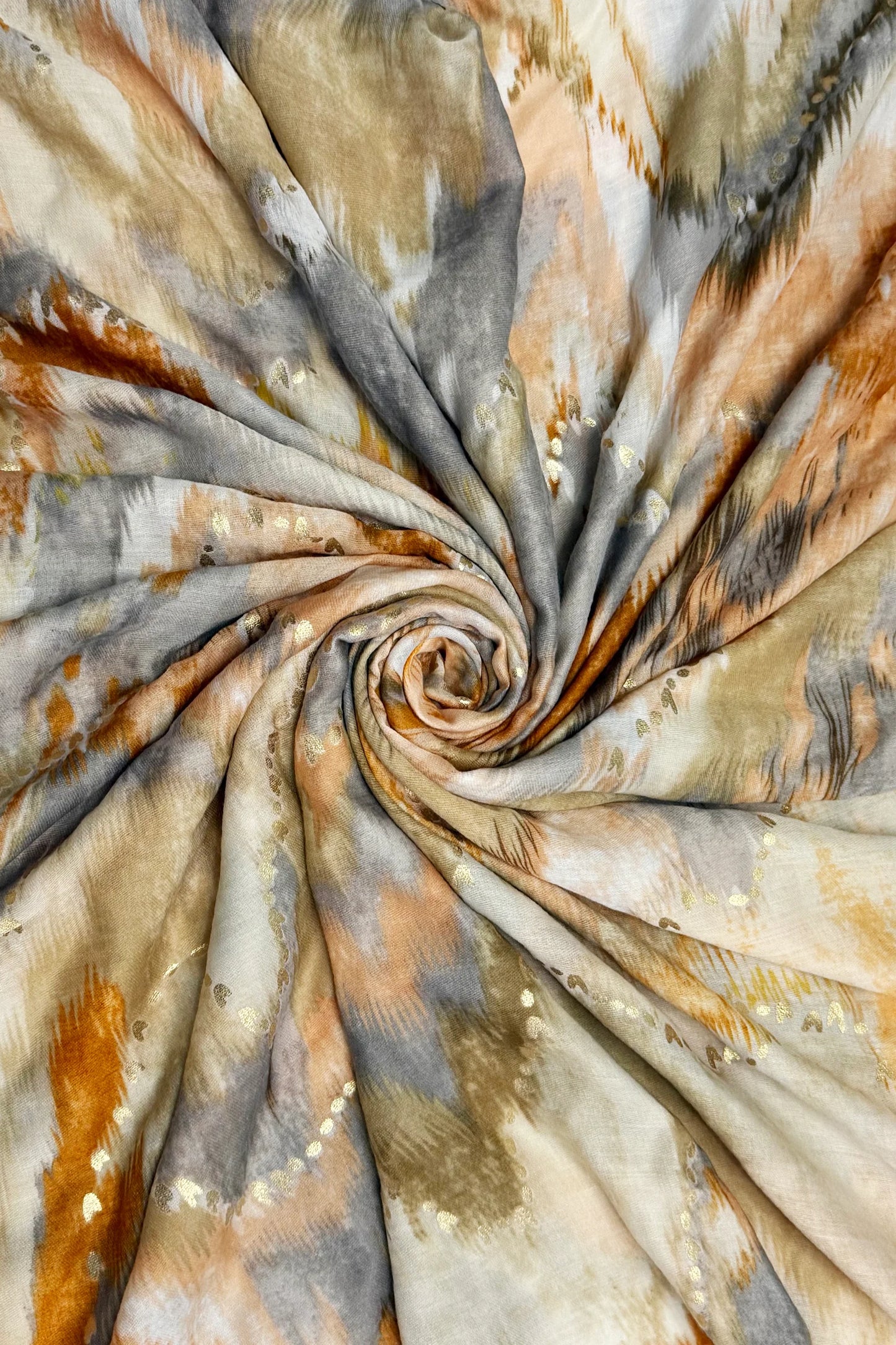 Tie Dye & Foiled Love Heart Scarf in Orange