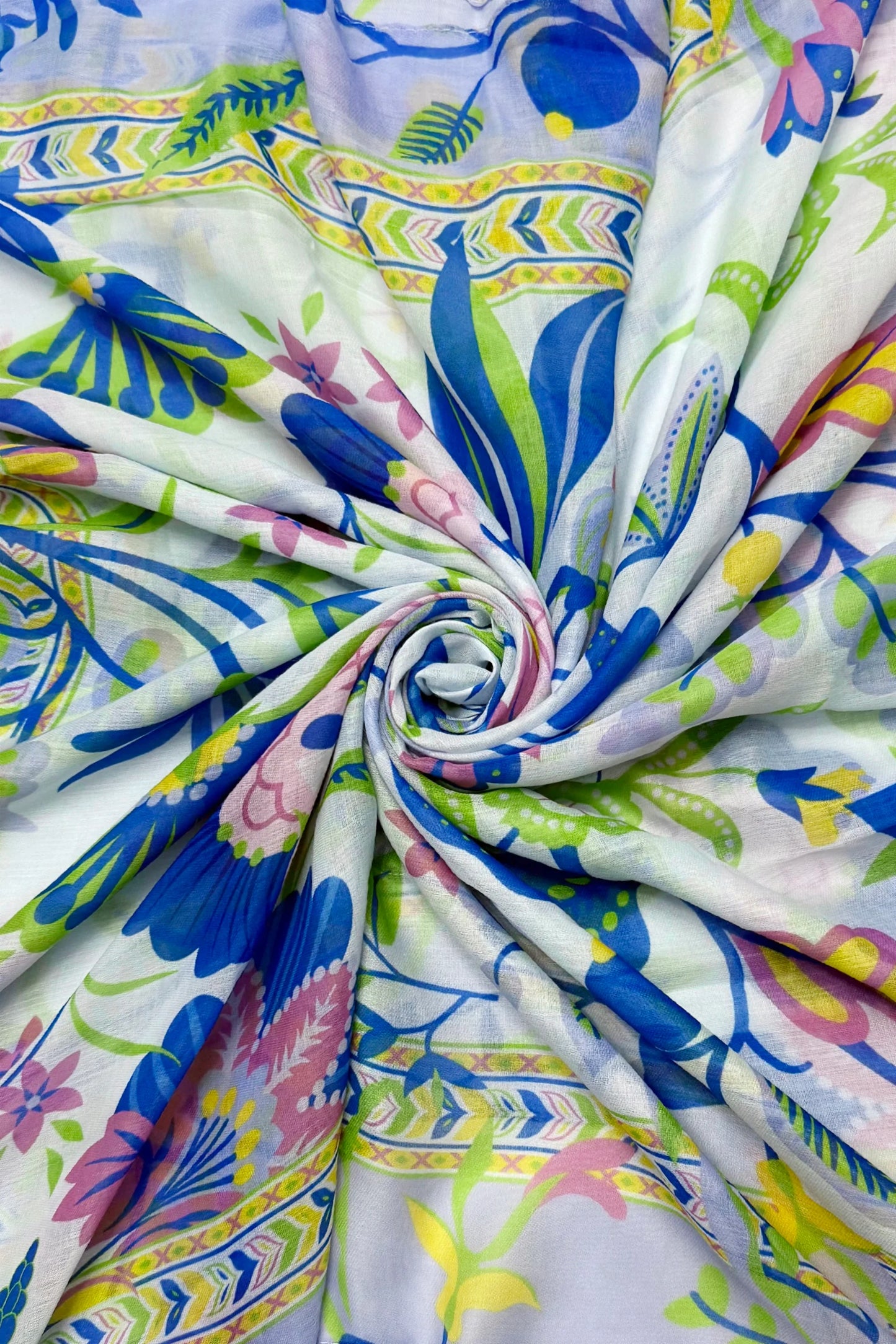 Blue Lotus Flower Print Scarf