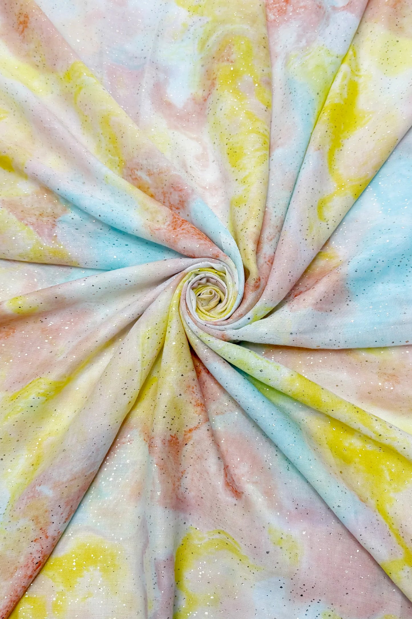 Marble Ink Print Foiled Scarf in Yellow
