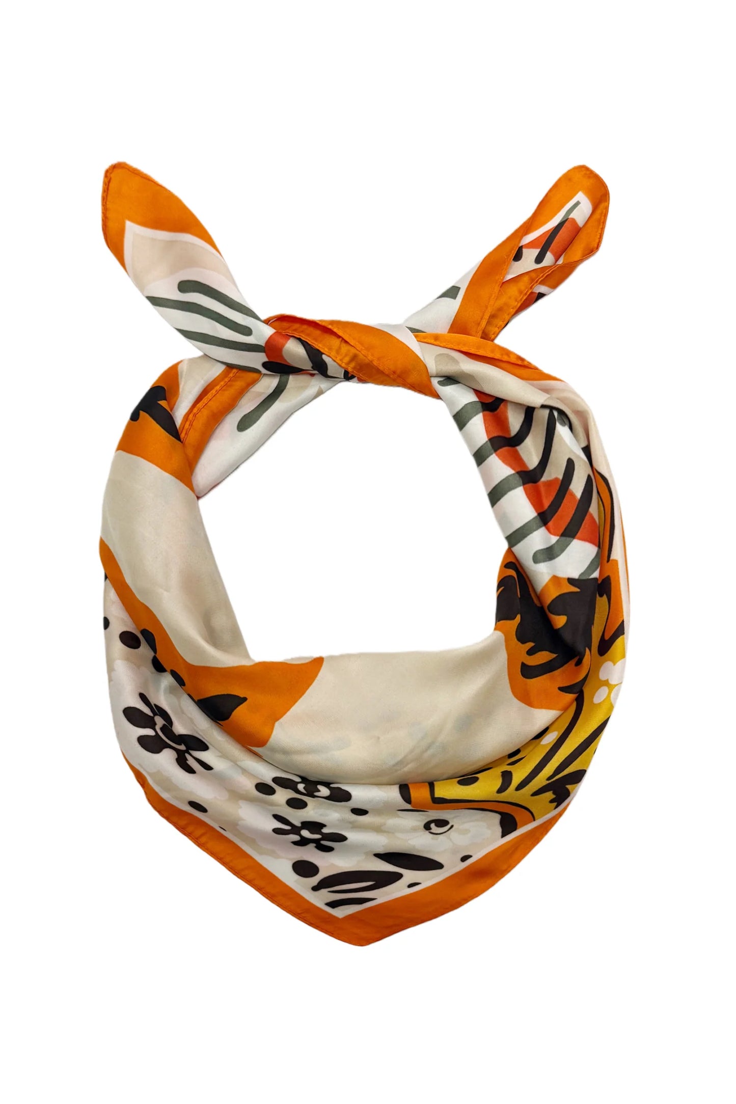 Orange Cherry Blossom Square Scarf