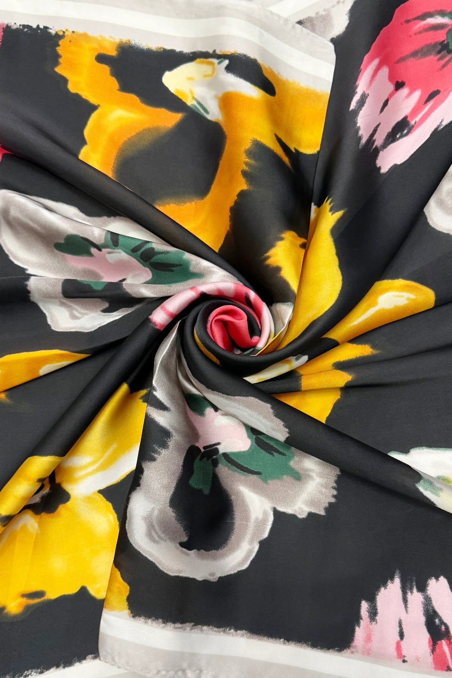 Pansy Floral Print Square Scarf in Champagne