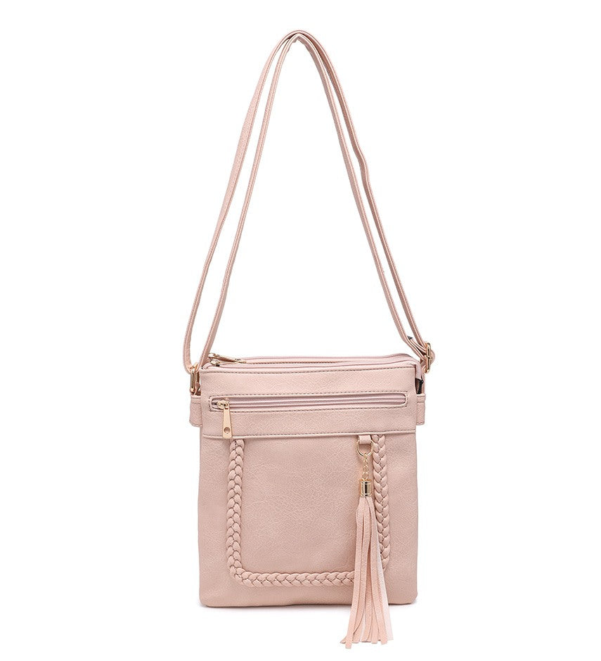 Ladies Small Tassel Detail Handbag in Pink