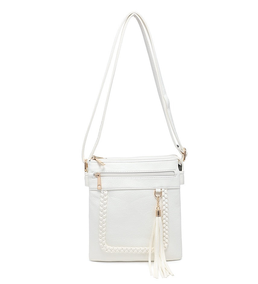 Ladies Small Tassel Detail Handbag in White