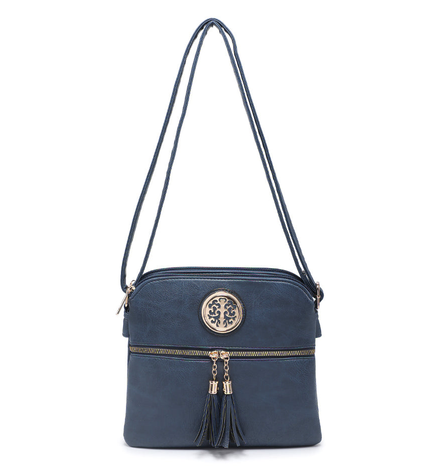 Blue Ladies Crossbody Bag With Tassel Decoration