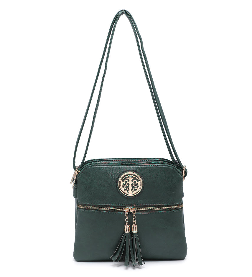 Green Ladies Crossbody Bag With Tassel Decoration