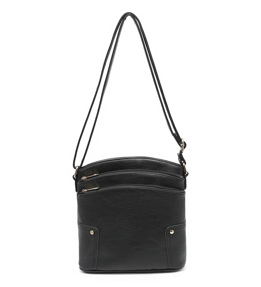 Ladies Small 3-Compartment Handbag in Black