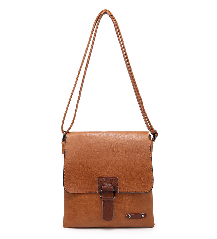 Brown Ladies Satchel Style Bag With Leather Buckle