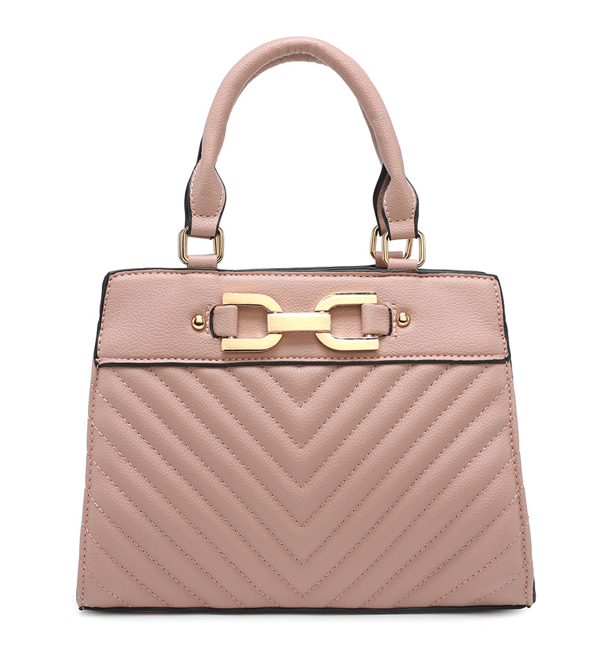 Pink Handbag With Gold Buckle a38069