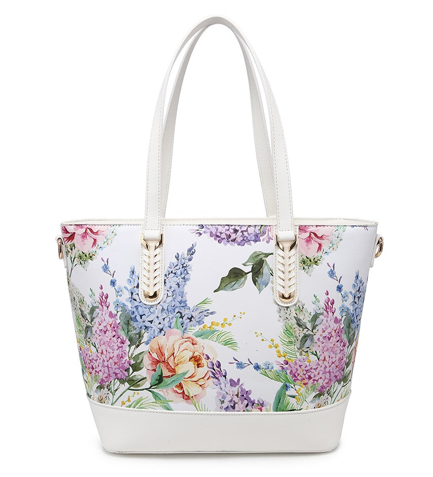 White Floral Handbag