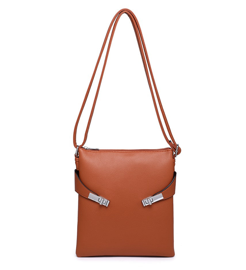Brown Crossbody Bag with Silver Detailing