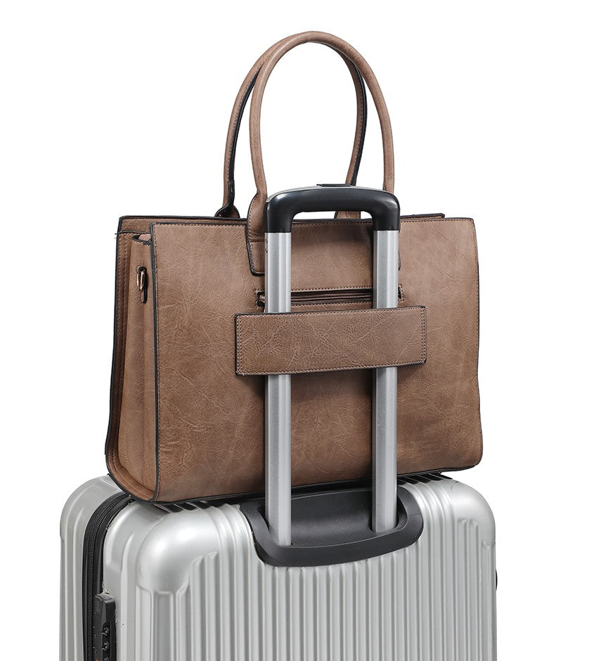 Red Ladies Handbag with Suitcase Strap
