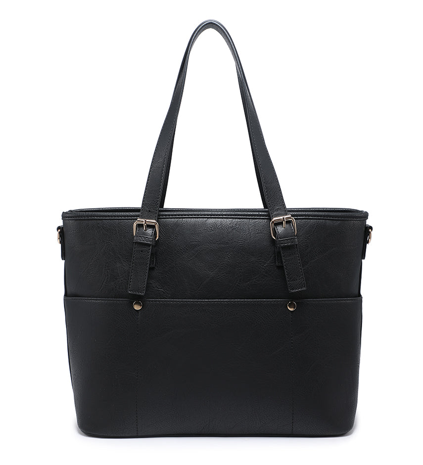 Black Ladies Large Laptop Suitable Tote Bag