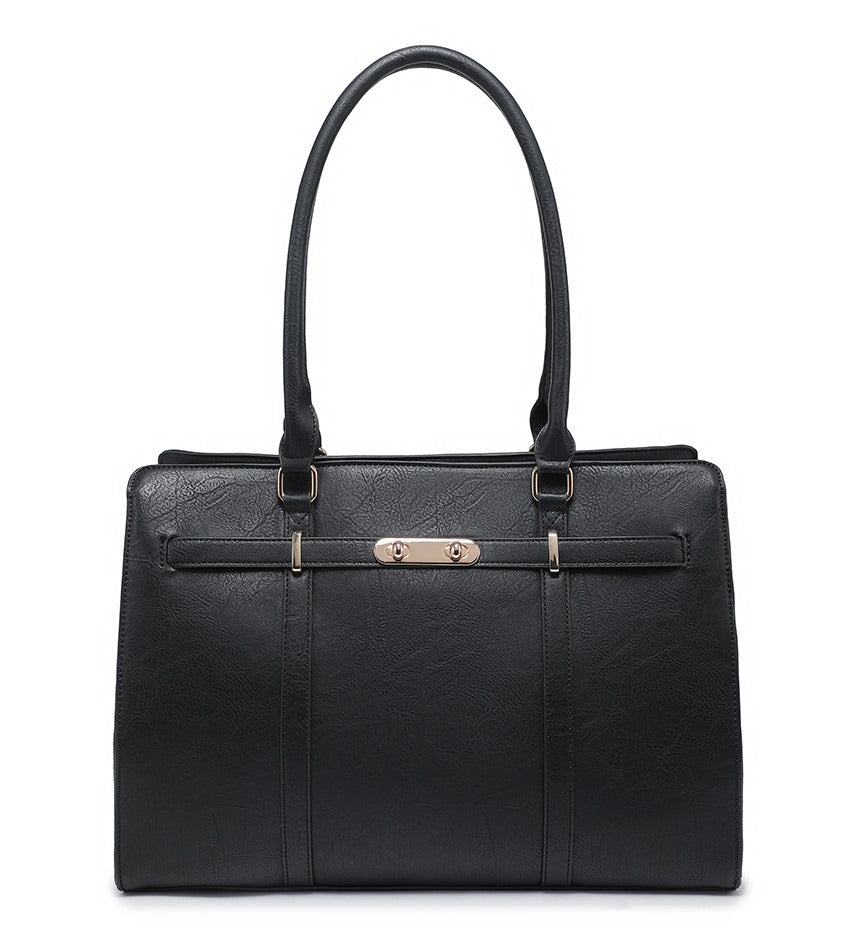 Black Ladies Large Laptop Suitable Tote Bag