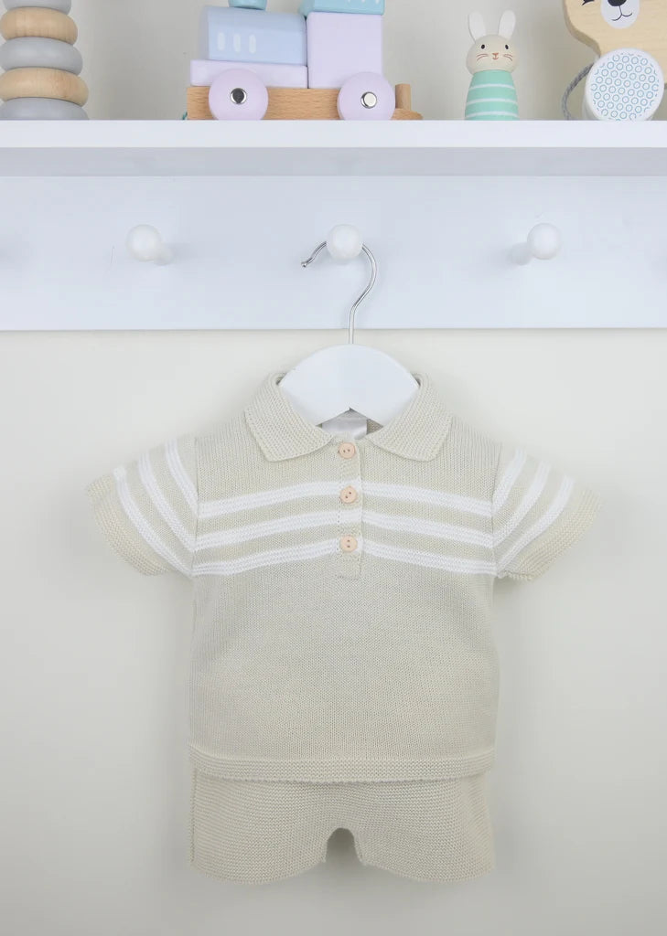 Natural/White Mateo Shorts Suit