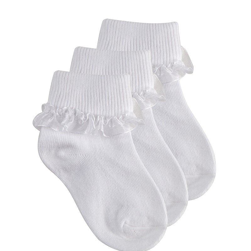 Girls 3pk Frilly Lace ankle Sock white