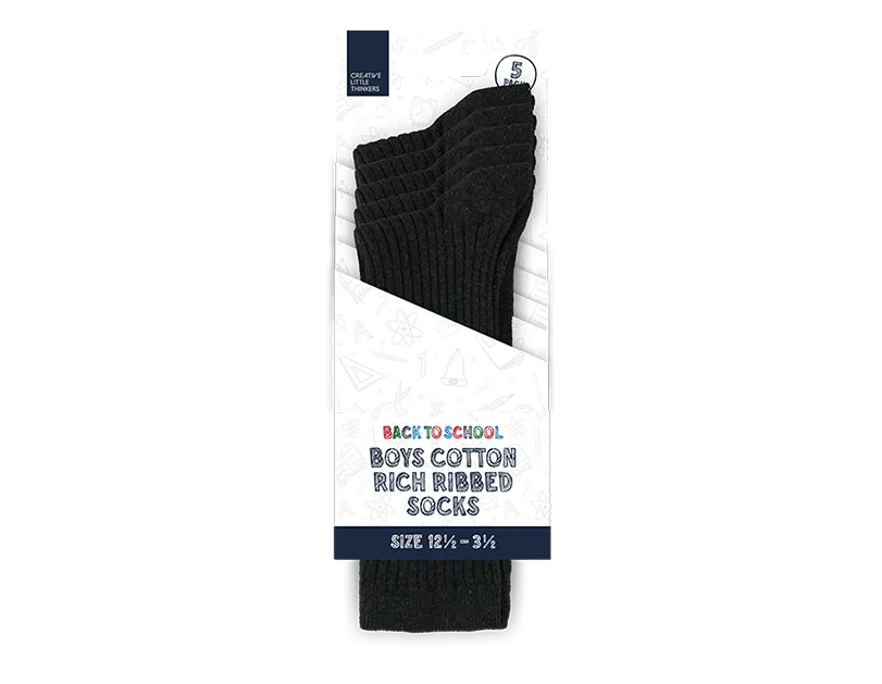 Boys Cotton Rich Ribbed Socks - Various Colours