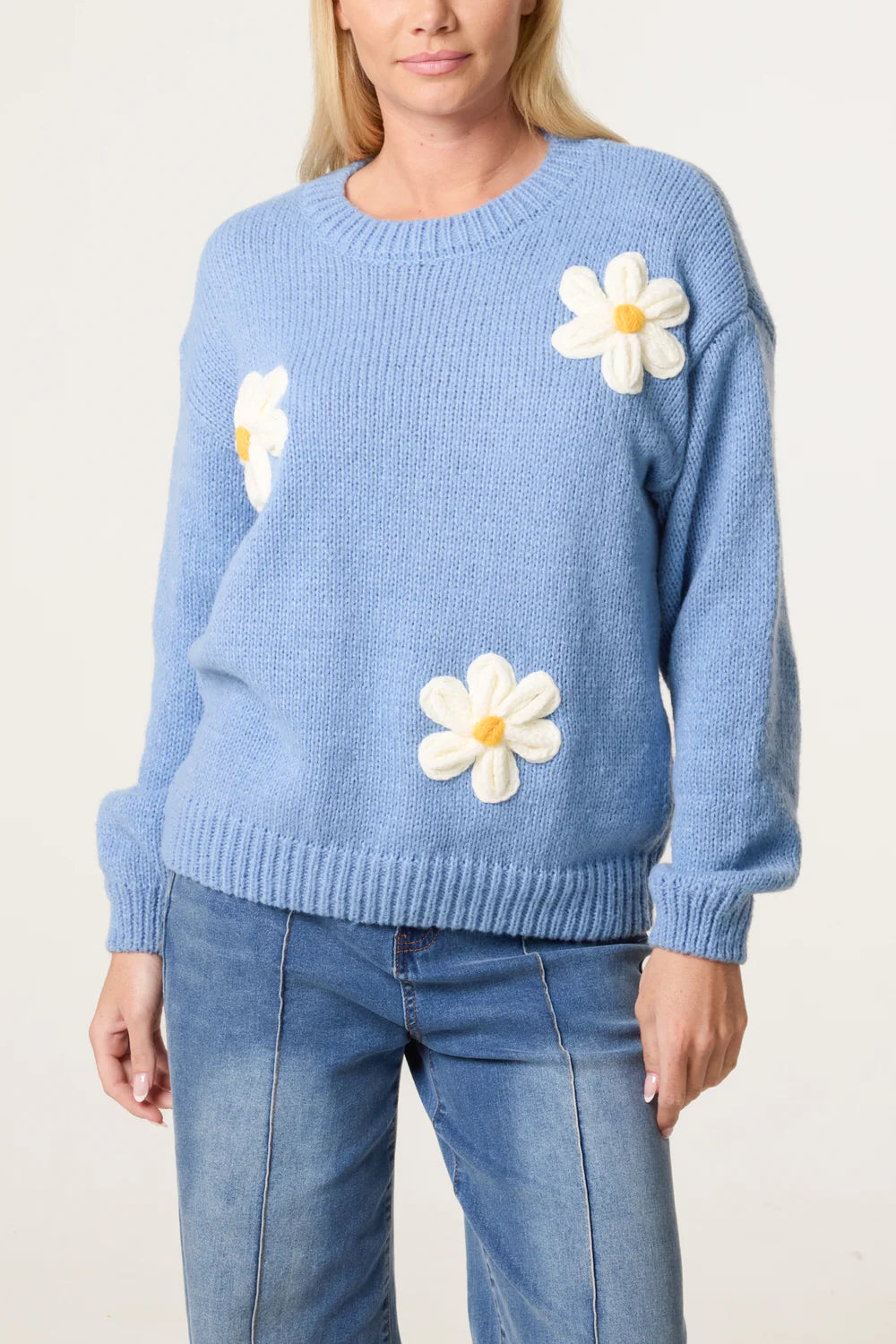 Blue Daisy Knitted Jumper