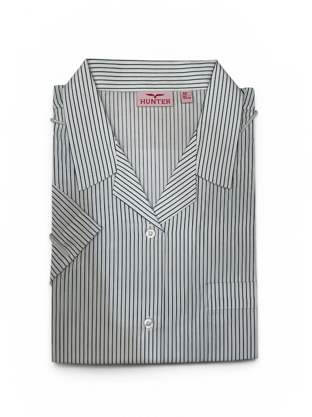 GREEN STRIPE Short Sleeve Open necks 2pk Hunter