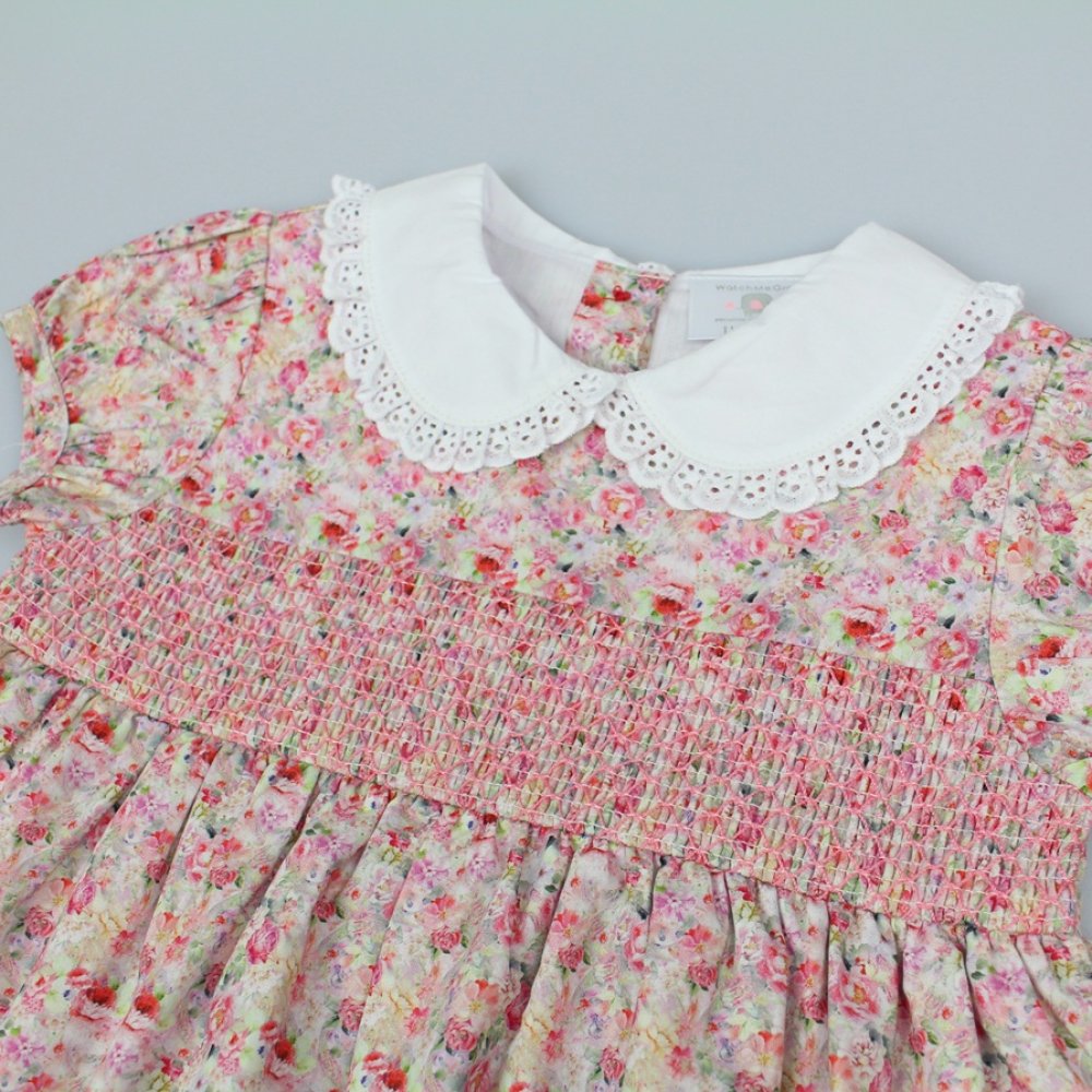 Baby Girls Lined Dress With Embroidery Detail (K34220)