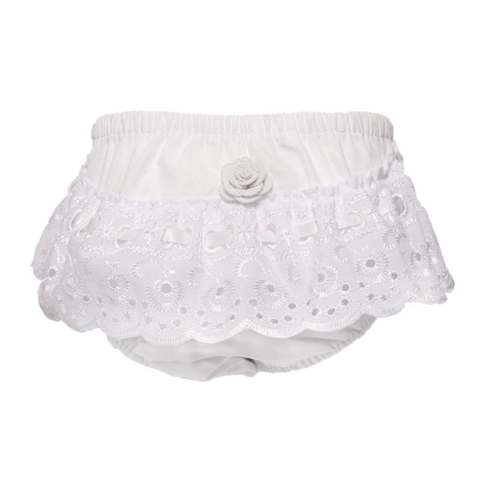 White Cotton Frilly Pants