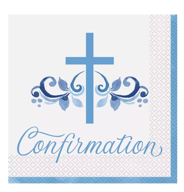 Blue confirmation cross napkins