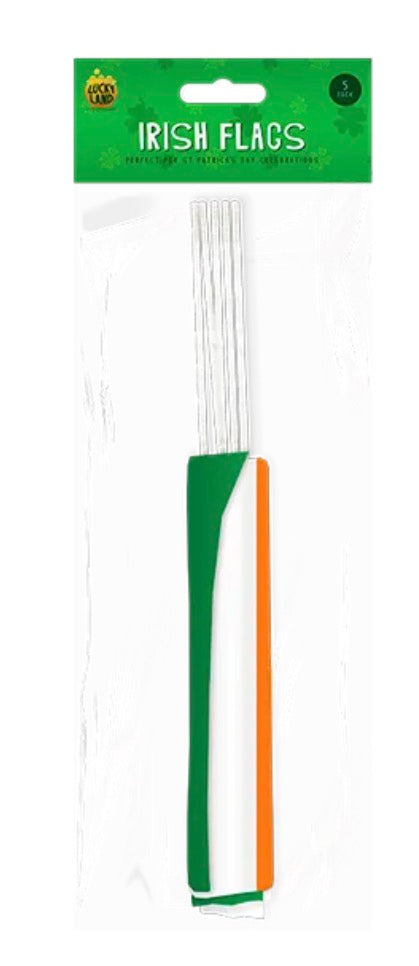 Irish plastic hand flags 5pk