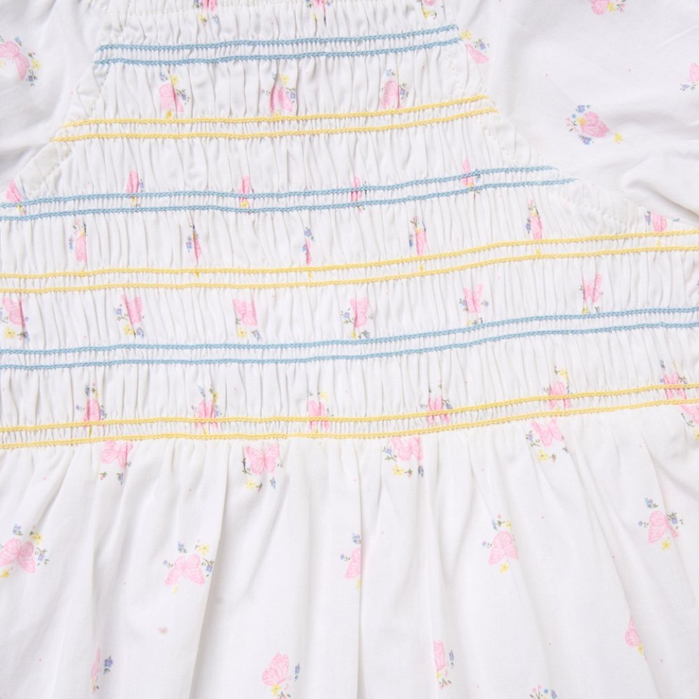 Girls Smocked Dress & Scrunchie Set in White