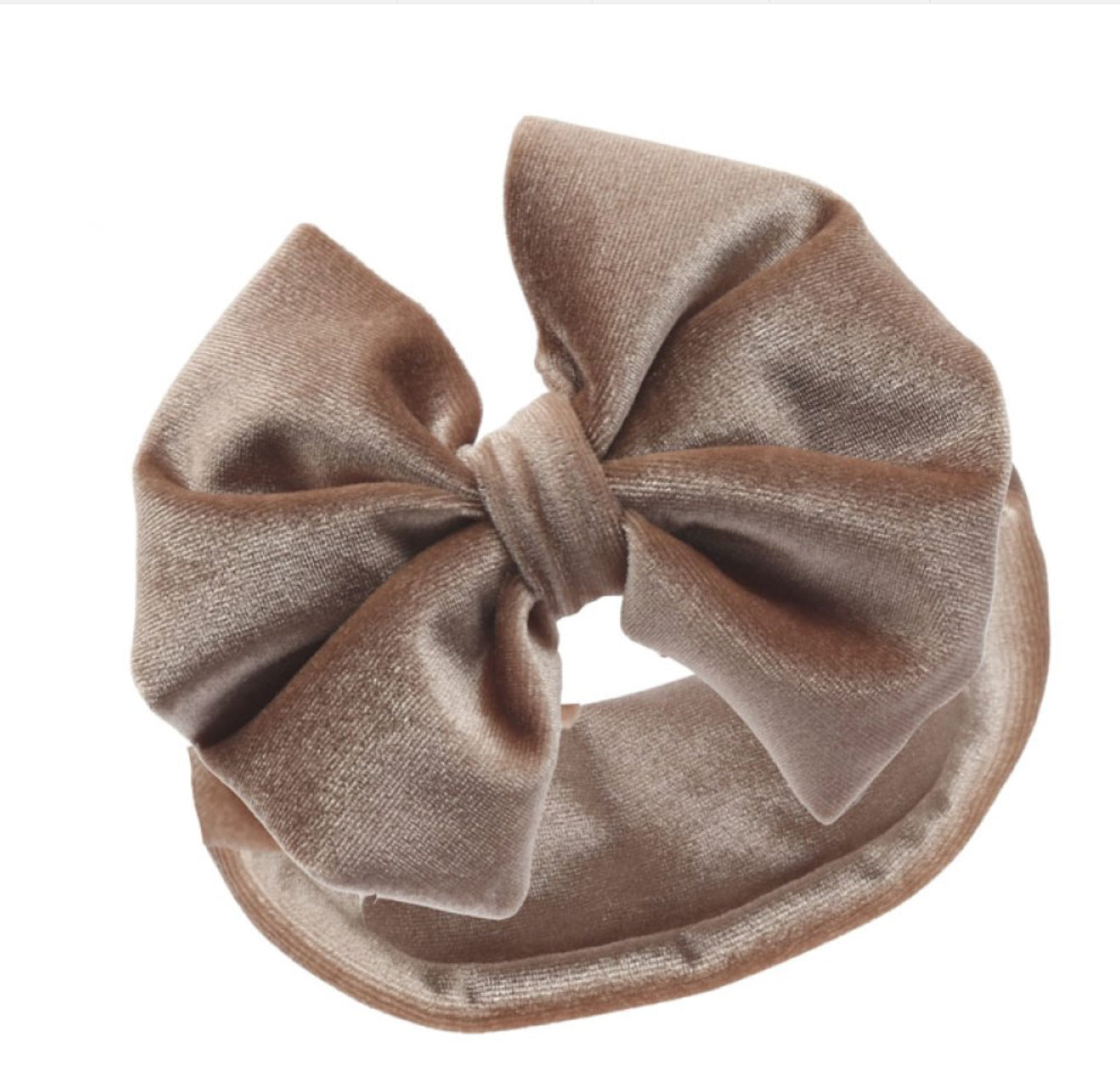 Coffee Velour Headband with Bow