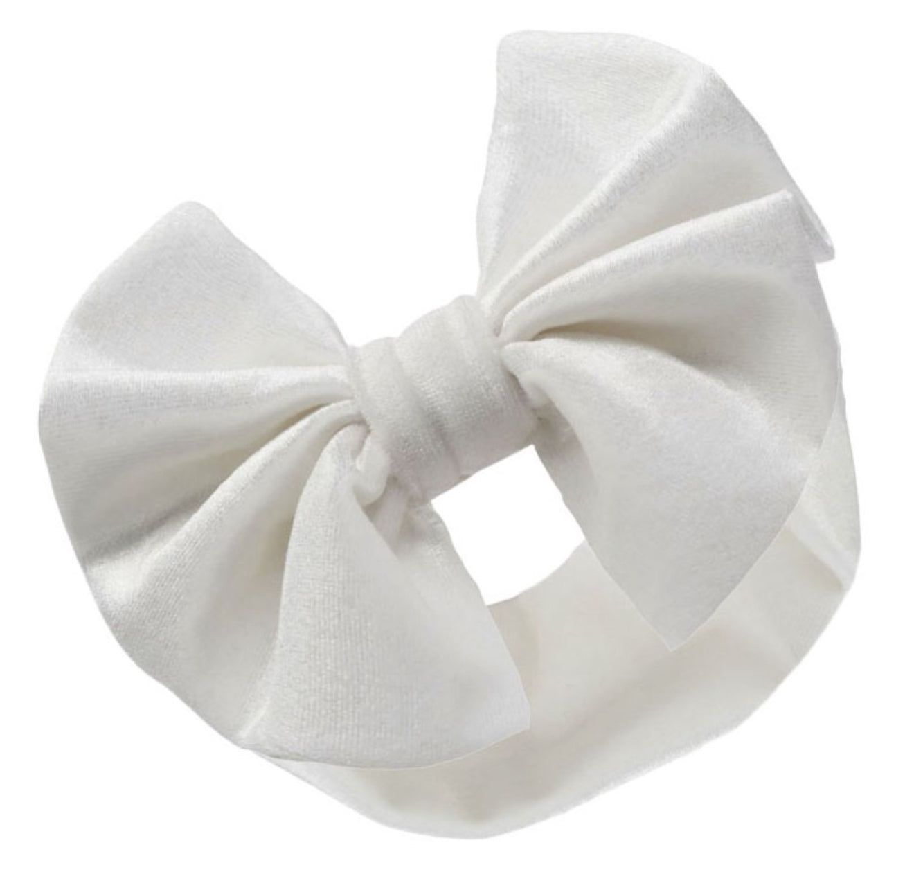 Cream Velour Headband with Bow