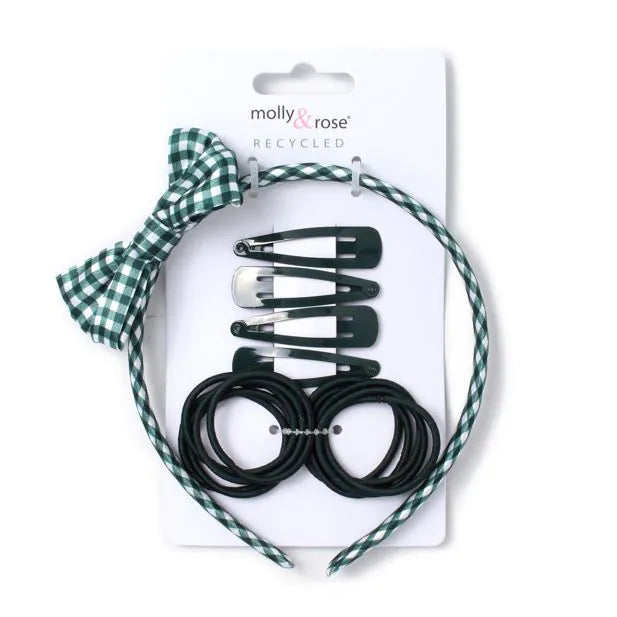 Bottle Green Aliceband, Elastics and Sleepies set