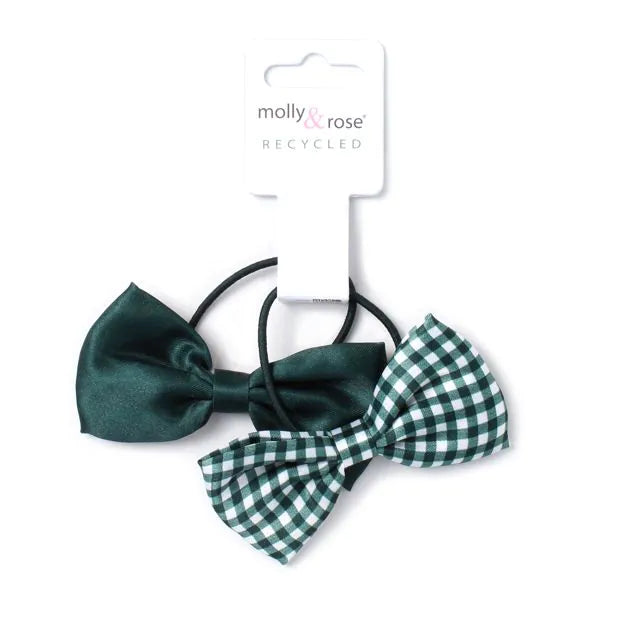 Bottle Green Bow Elastics