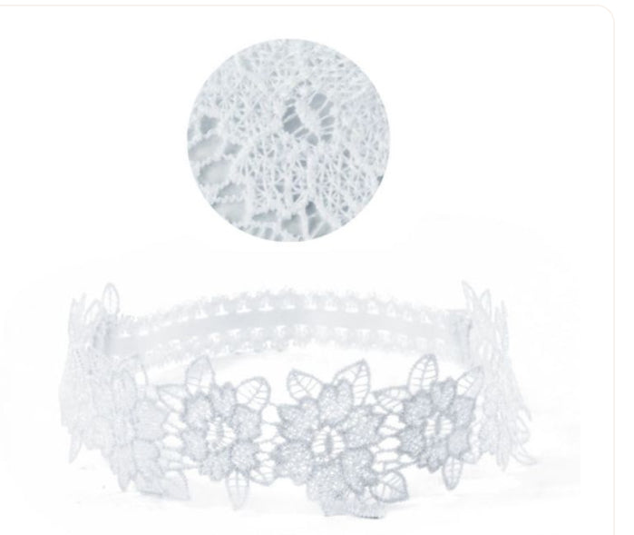 White floral lace headband