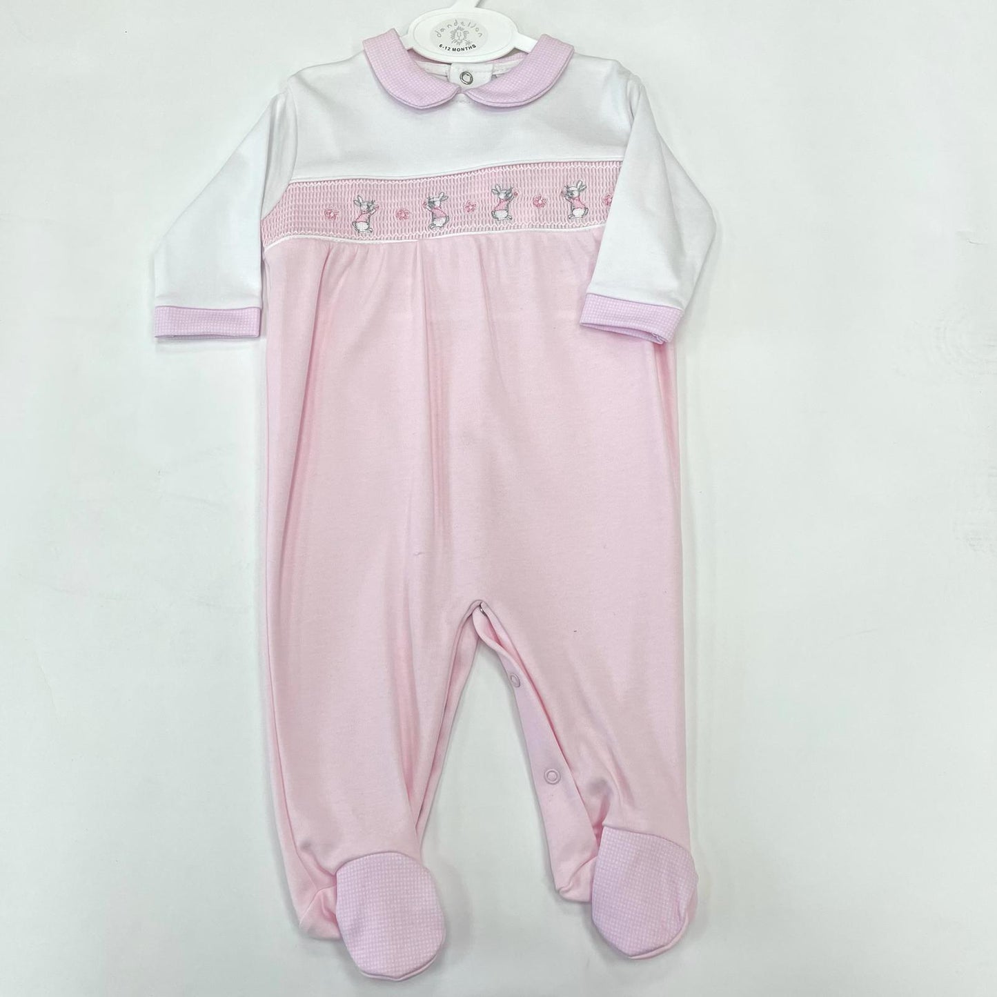 Pink Onesie with Rabbit Print