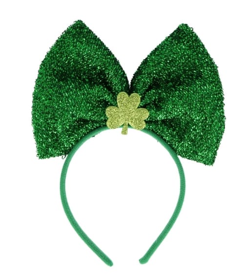 Green shamrock bow headband