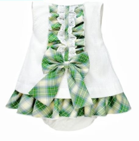 Green waffle dress check details with pants 2502