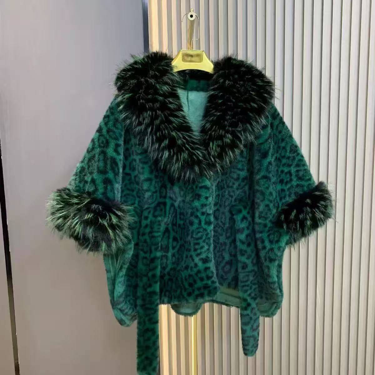 Luxurious Leopard Fur Coat in Green