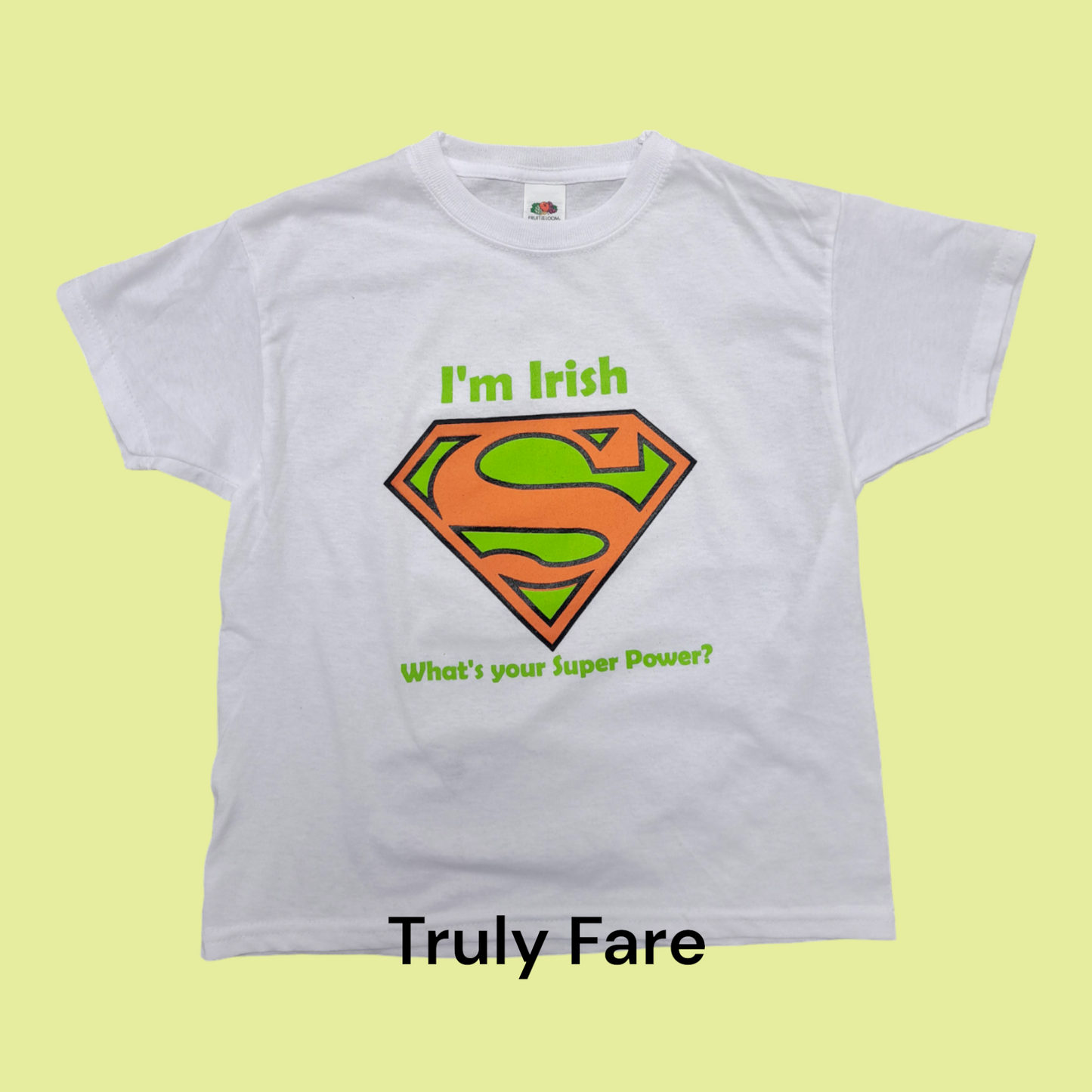 Irish super power White T