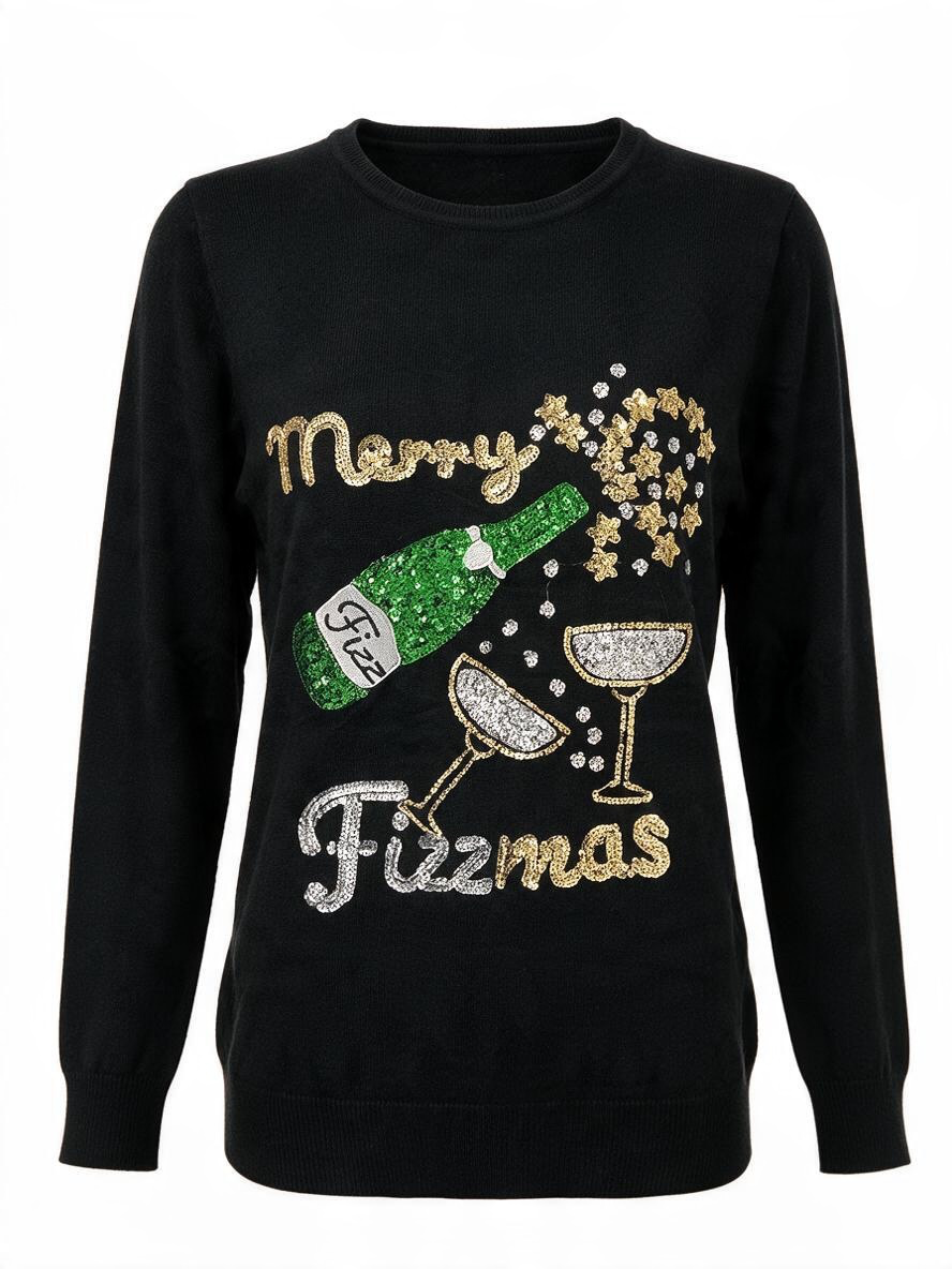 Black “Merry Fizzmas” Christmas Jumper