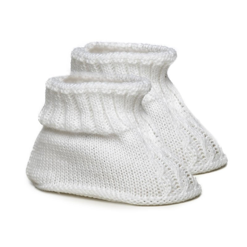 White Chain Knit Bootees