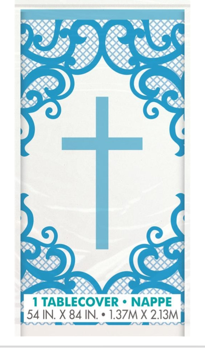 Blue Cross tablecloth